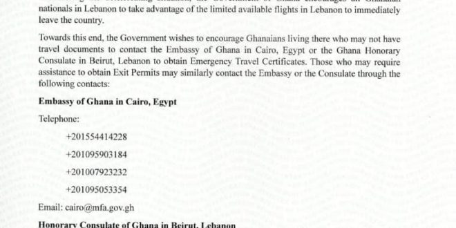 Ghanaians In Lebanon Advised To Return Home As Crisis Intensifies