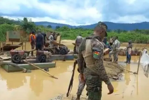 Military destroys 18 Chanfans in Birim River in new anti-galamsey operation